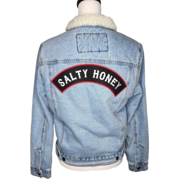 Salty Honey‎ Sherpa Jean Jacket Limited Edition Size L - Picture 2 of 12